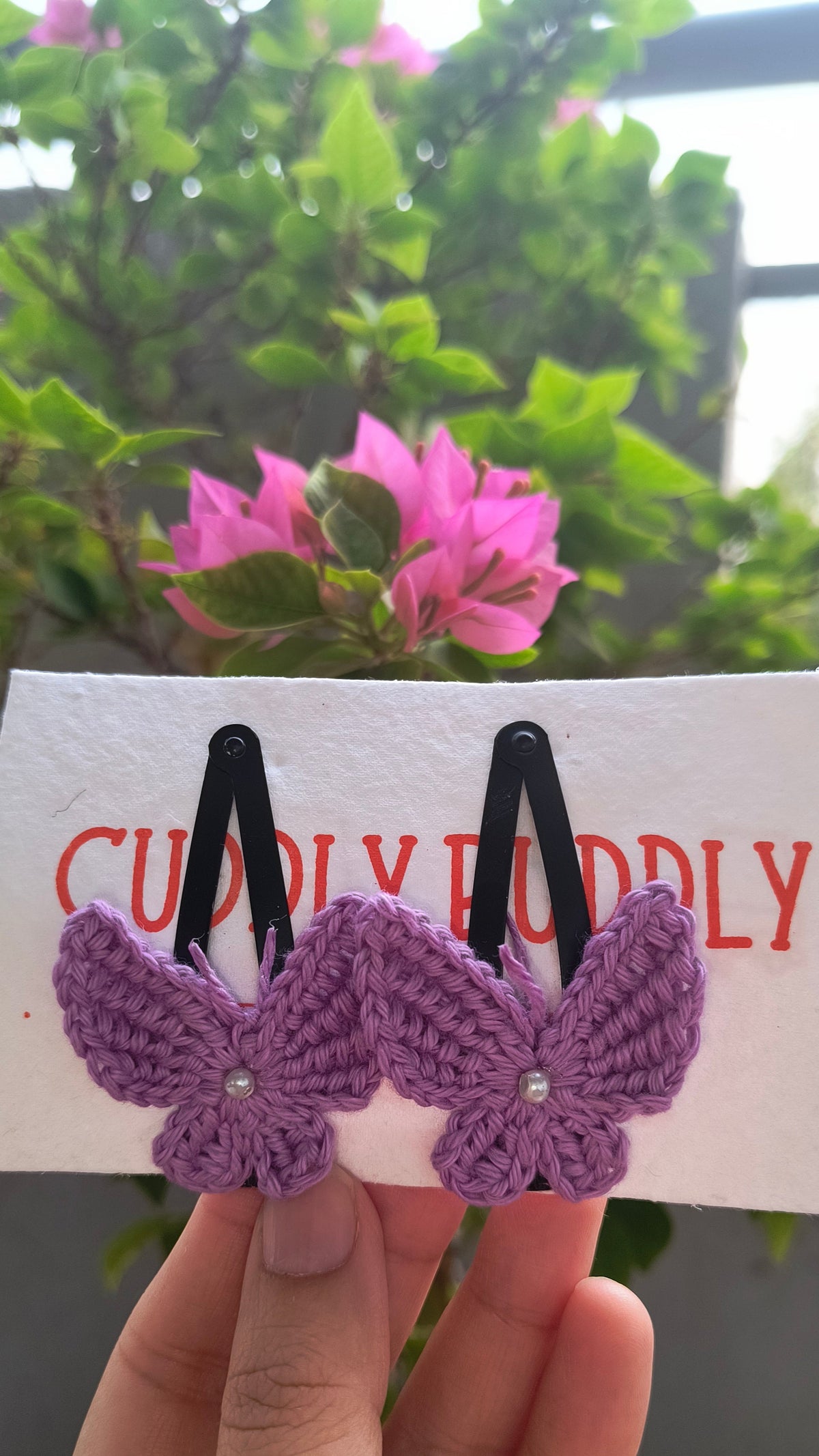 Tiny Butterfly Tic Tac Crochet Clip - Purple