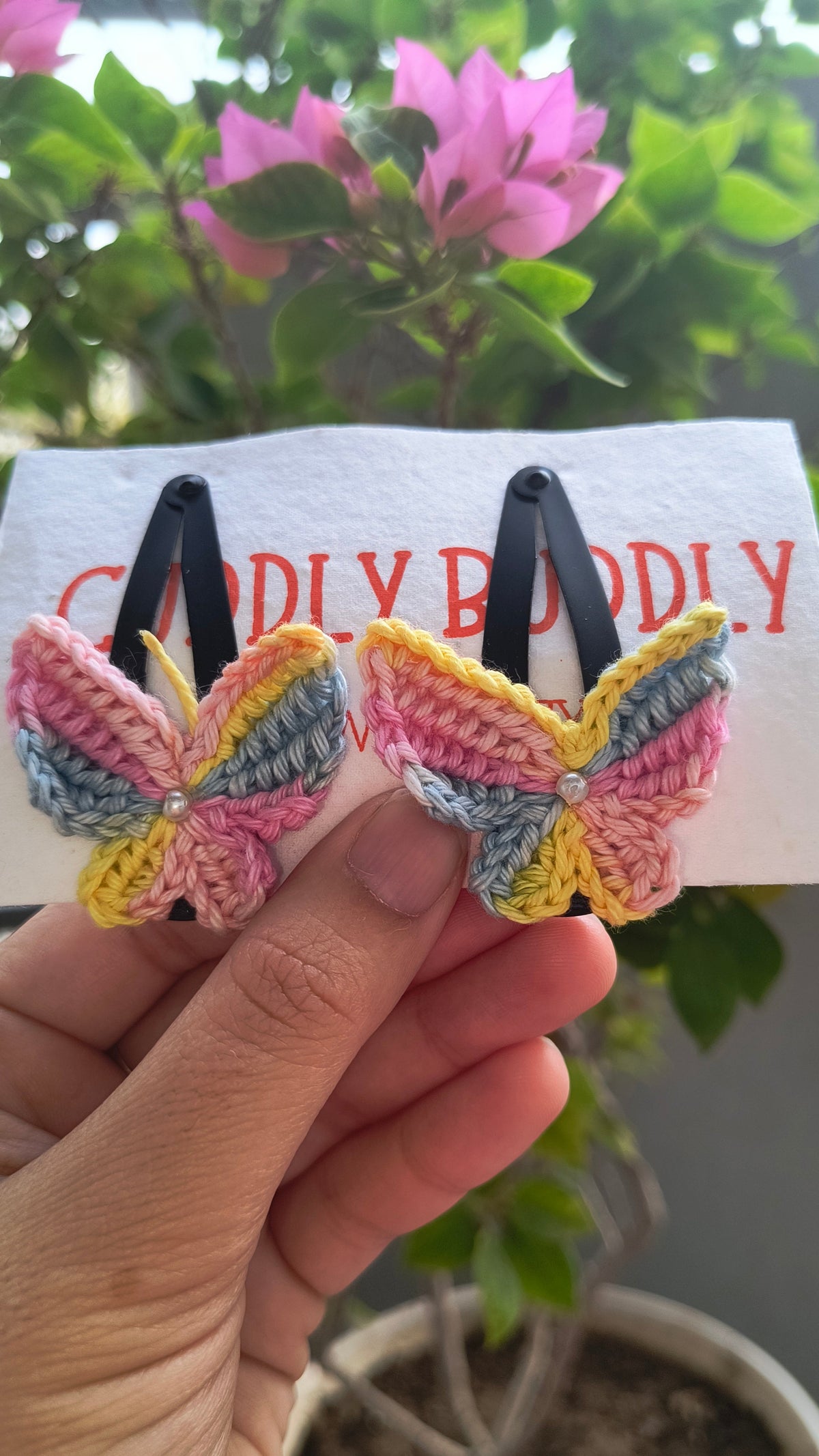 Tiny Butterfly Tic Tac Crochet Clip - Multicolour
