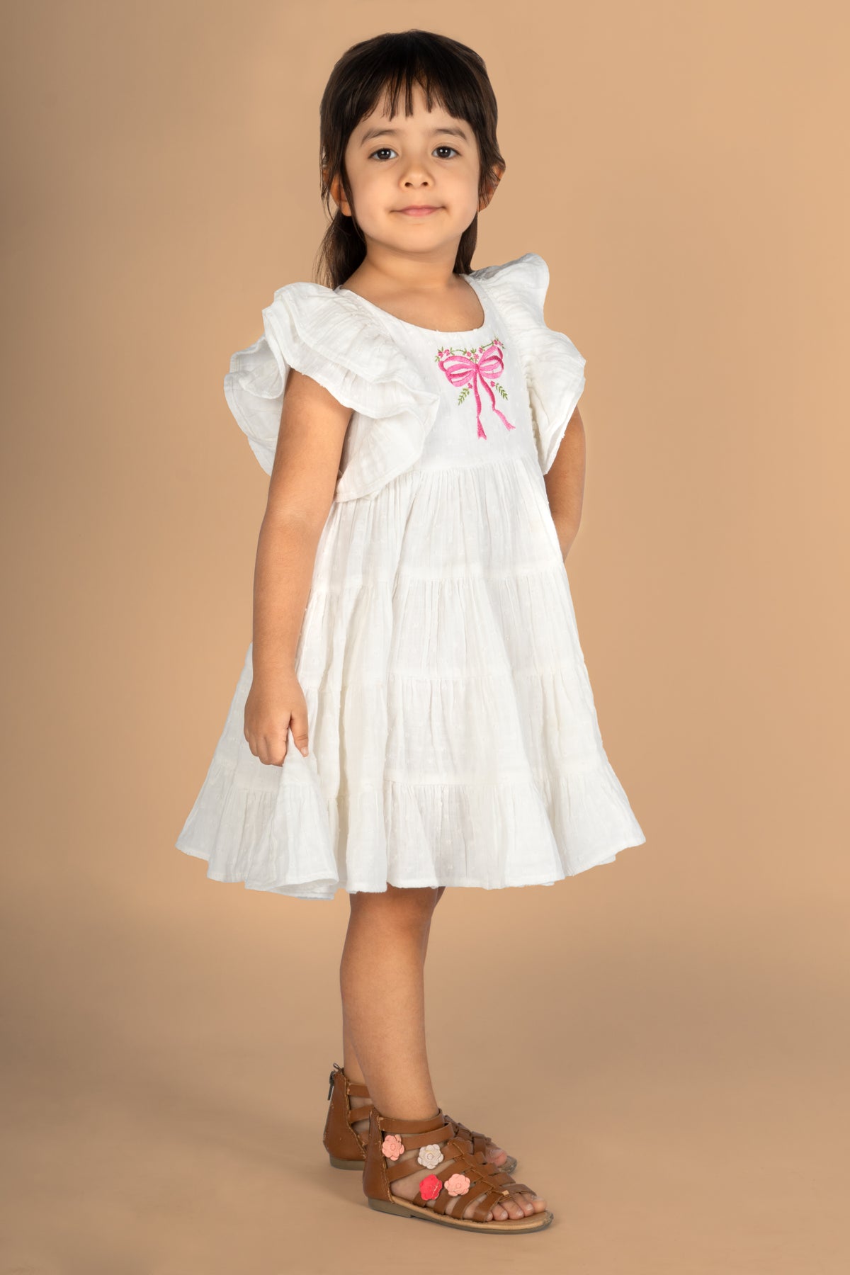 White Swiss Dot Organic Cotton Birthday Dress for Girls