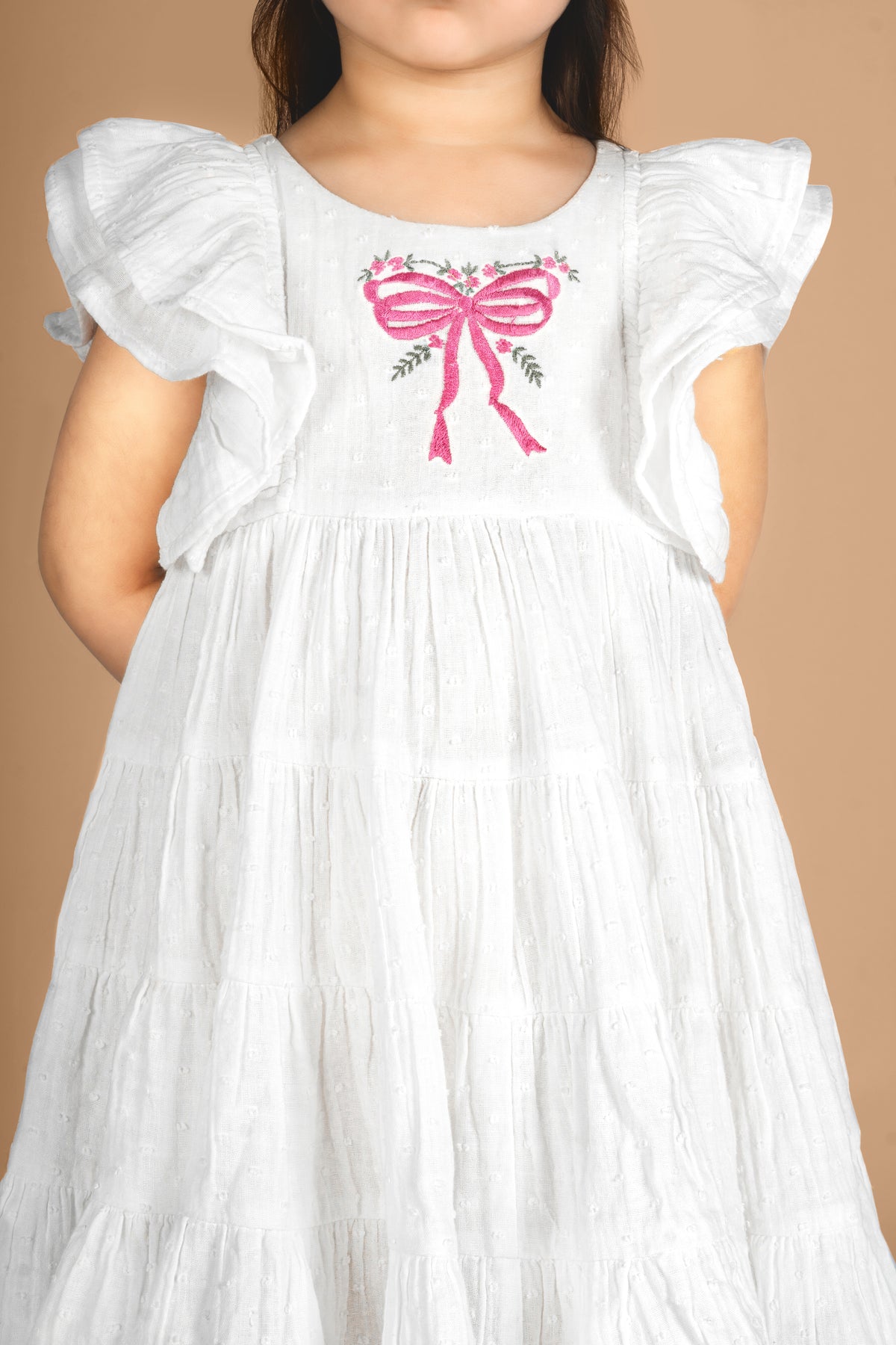 White Swiss Dot Organic Cotton Birthday Dress for Girls