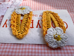 Crochet Tic Tac Hair Clip - Yellow with White Daisy