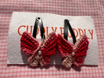 Tiny Butterfly Tic Tac Crochet Clip - Red & Pink