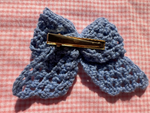 Crochet Bow Alligator Hair Clip - Blue