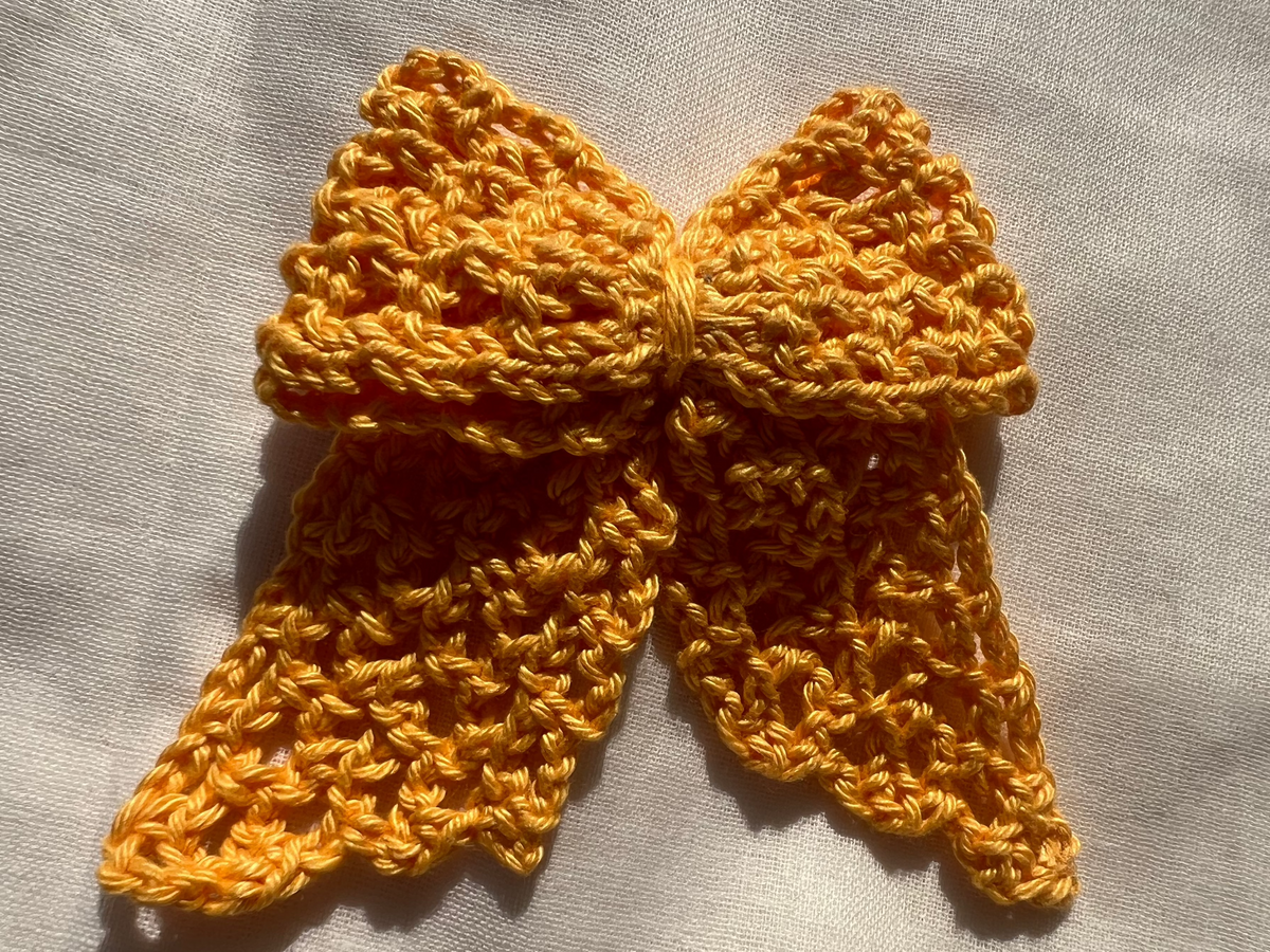 Crochet Bow Alligator Hair Clip - Yellow