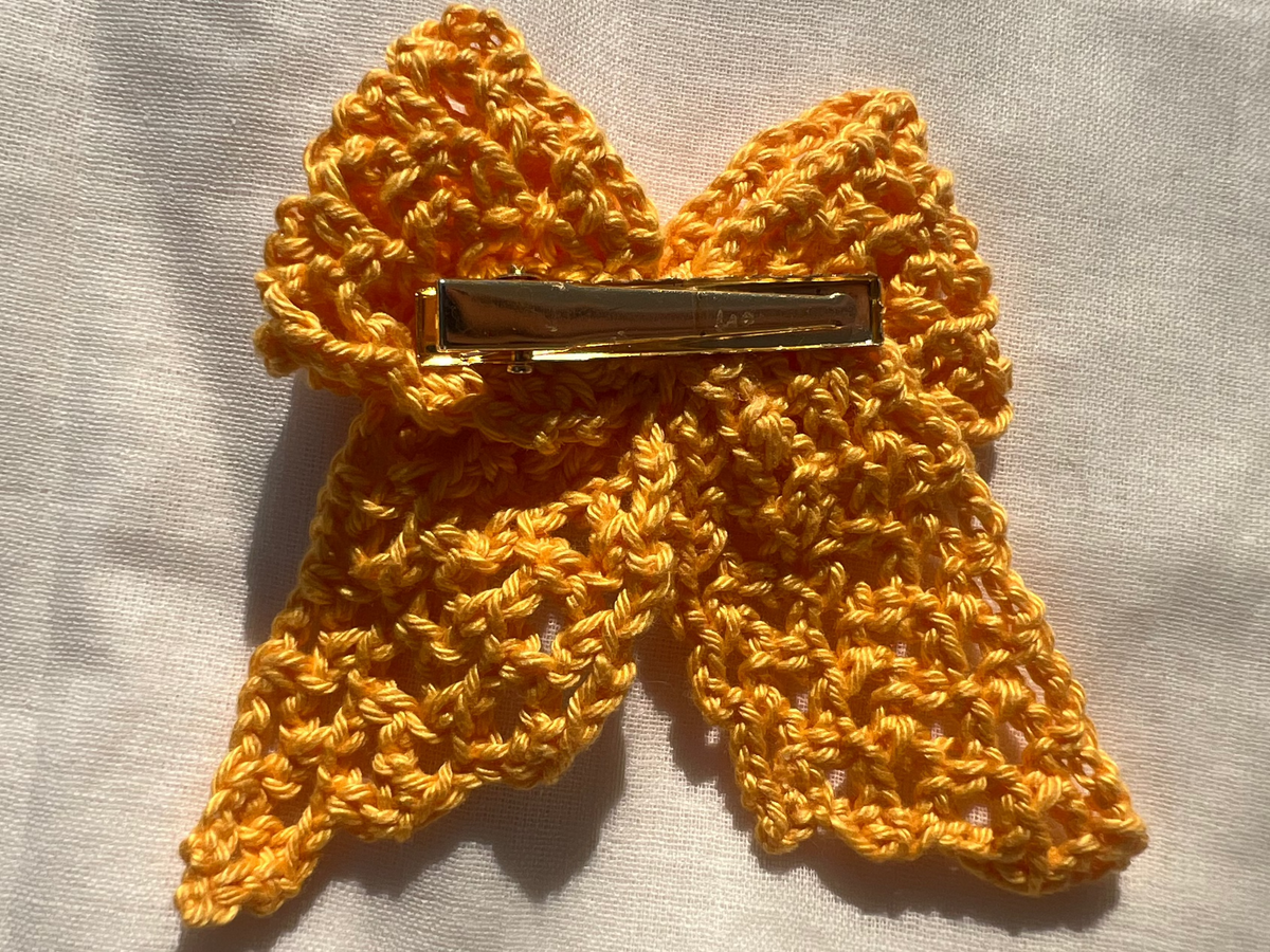 Crochet Bow Alligator Hair Clip - Yellow