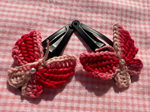 Tiny Butterfly Tic Tac Crochet Clip - Red & Pink