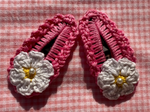Crochet Tic Tac Hair Clip - Pink with White Daisy