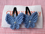 Tiny Butterfly Tic Tac Crochet Clip - Blue