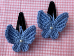 Tiny Butterfly Tic Tac Crochet Clip - Blue