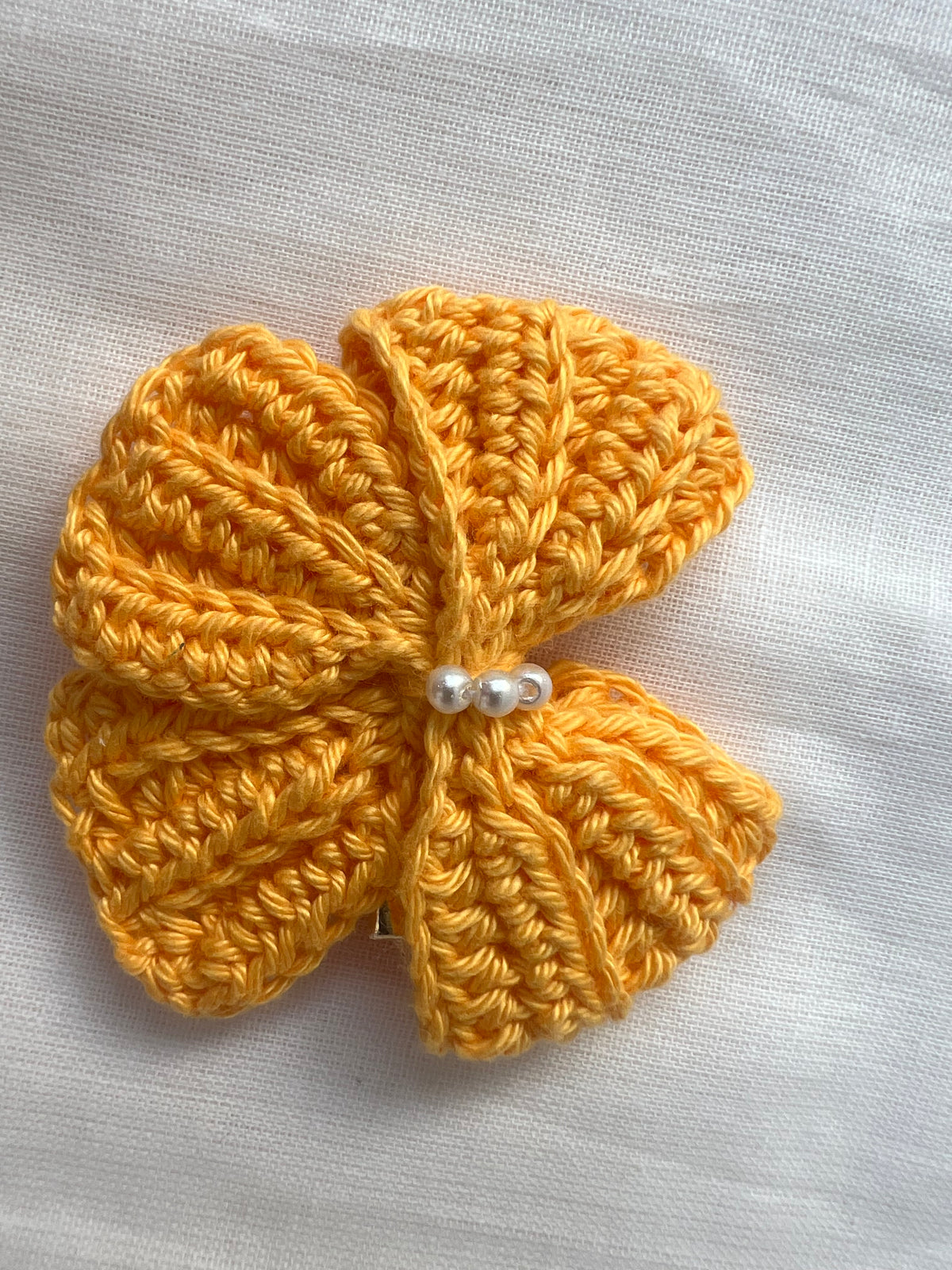 Crochet Cute Bow Alligator Hair Clip - Yellow