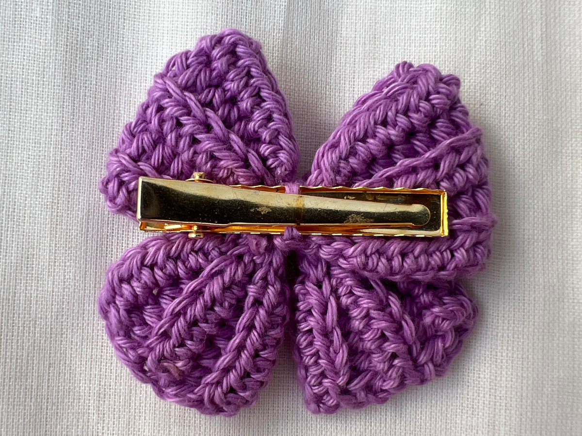 Crochet Cute Bow Alligator Hair Clip - Purple