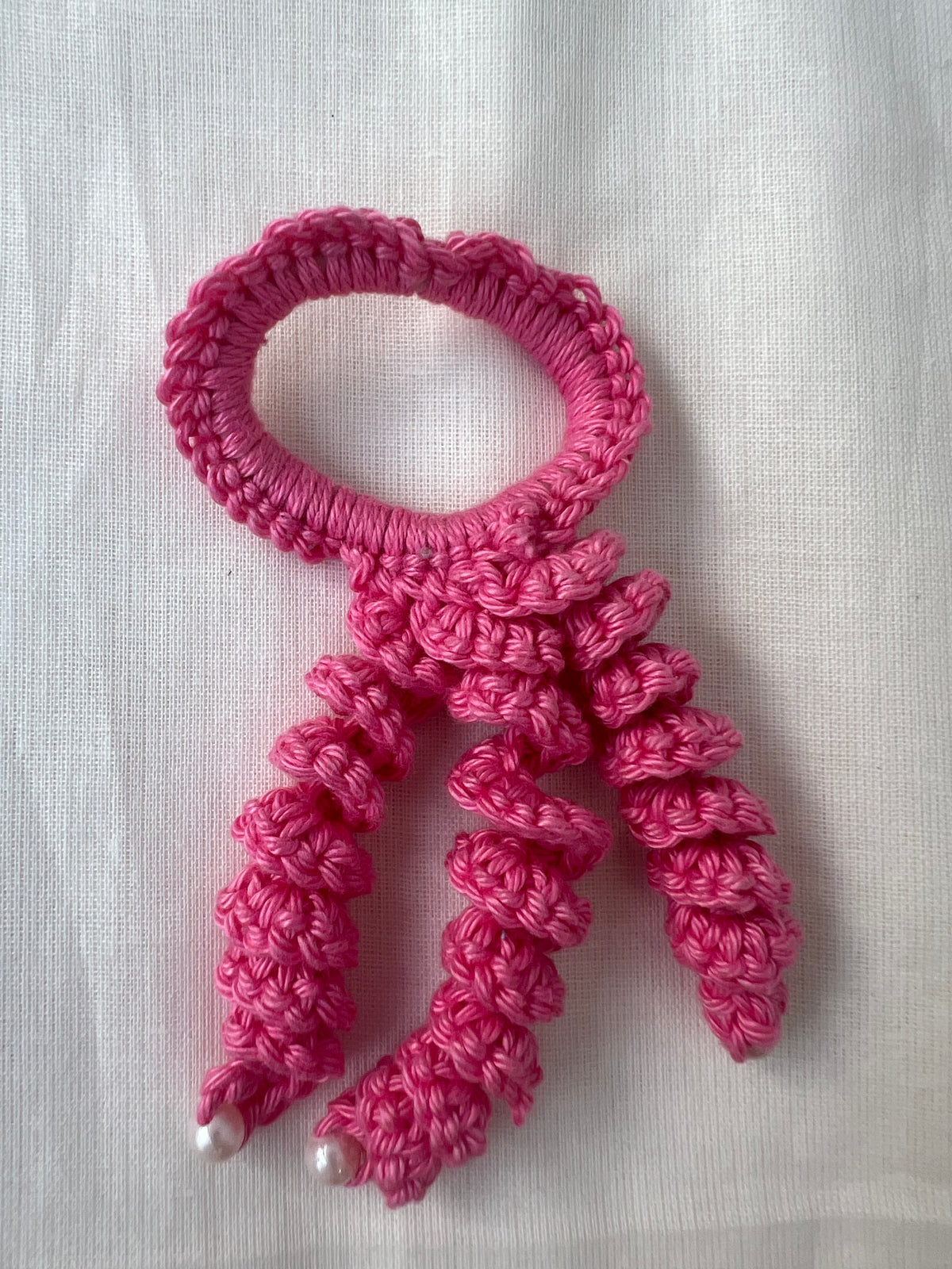 Crochet Hair Bands with Hanging Curls - Pink