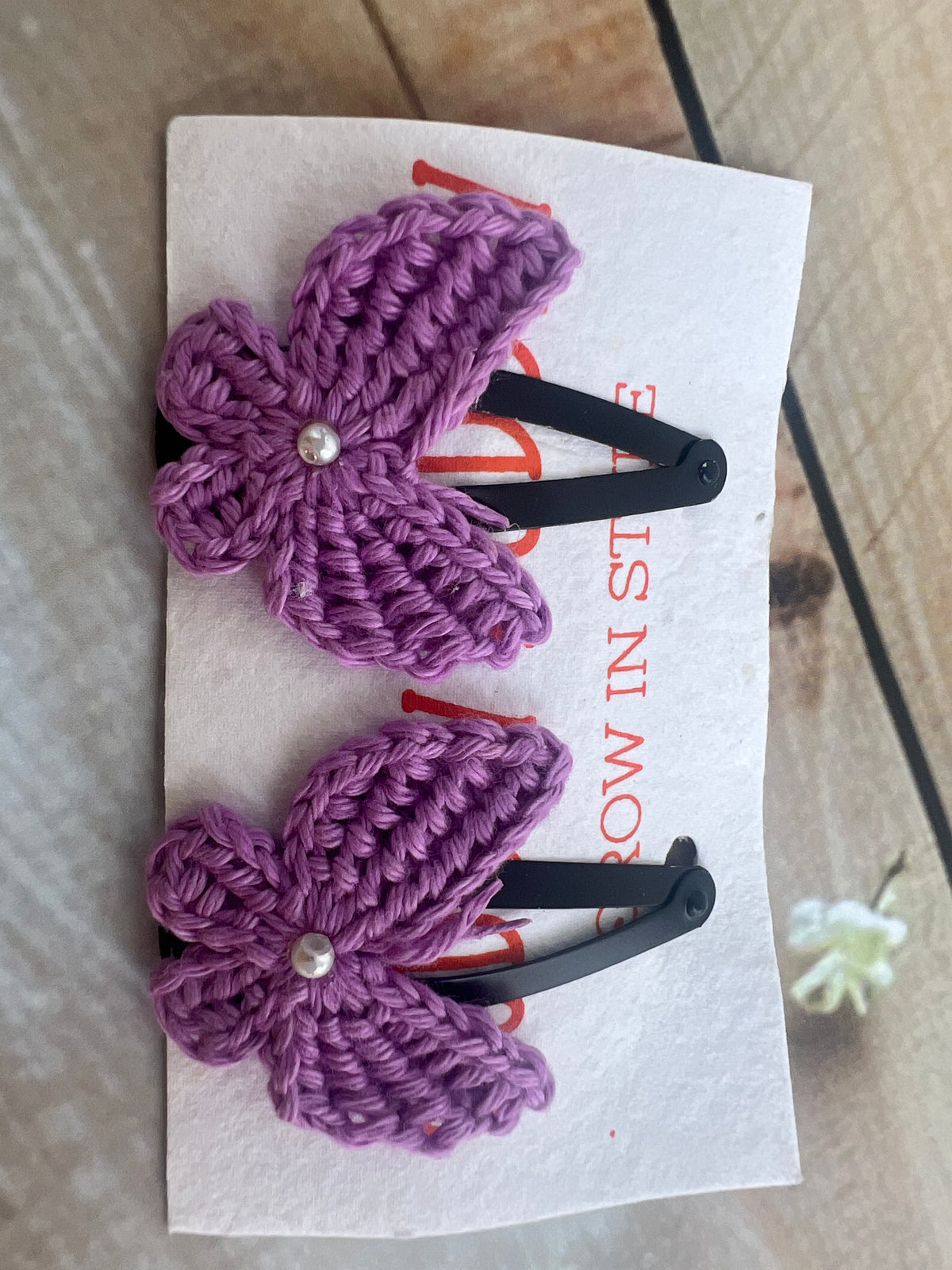 Tiny Butterfly Tic Tac Crochet Clip - Purple