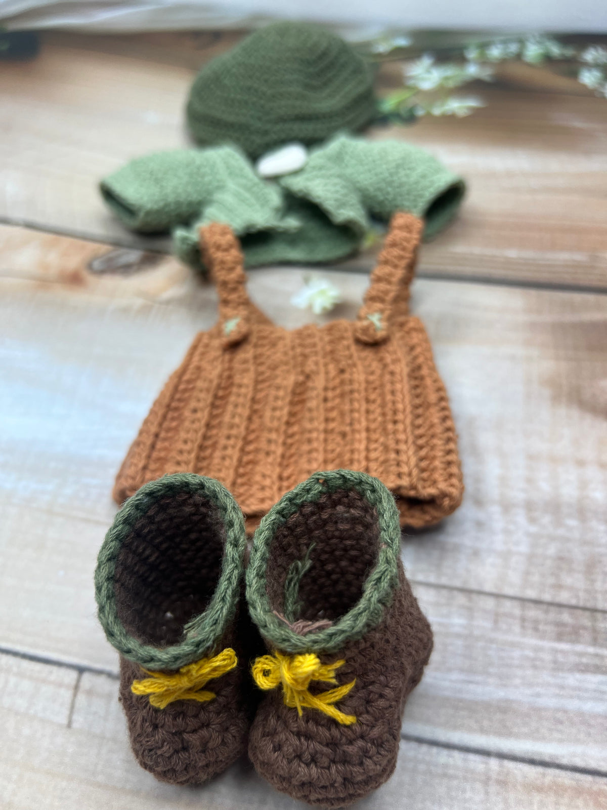 Ava – Handmade Crochet Doll (Olive & Brown)