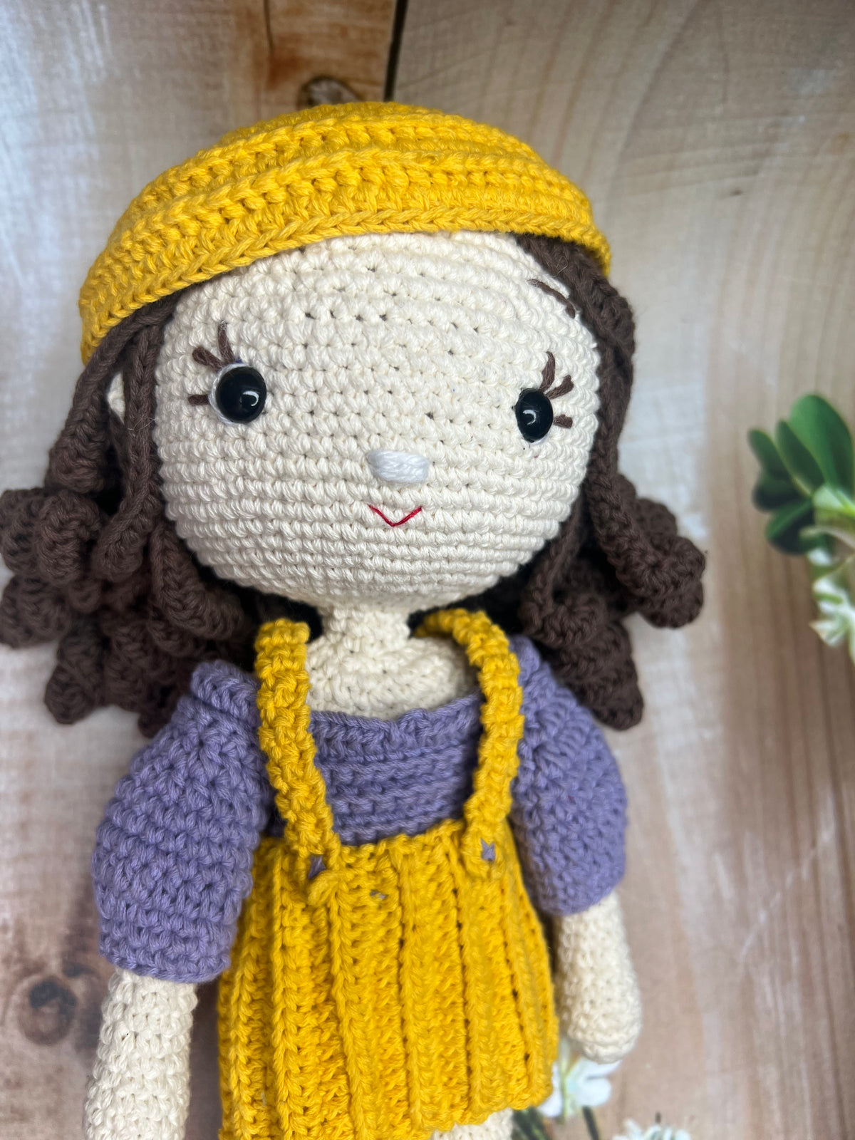 Ava – Handmade Crochet Doll (Yellow & Purple)