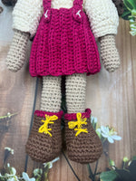 Ava – Handmade Crochet Doll (Cream & Magenta)