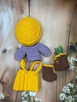Ava – Handmade Crochet Doll (Yellow & Purple)