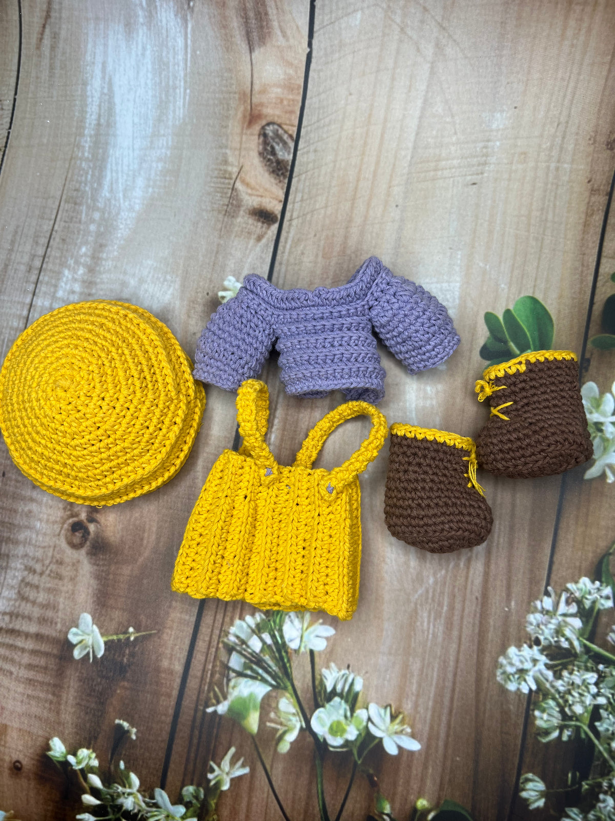 Ava – Handmade Crochet Doll (Yellow & Purple)