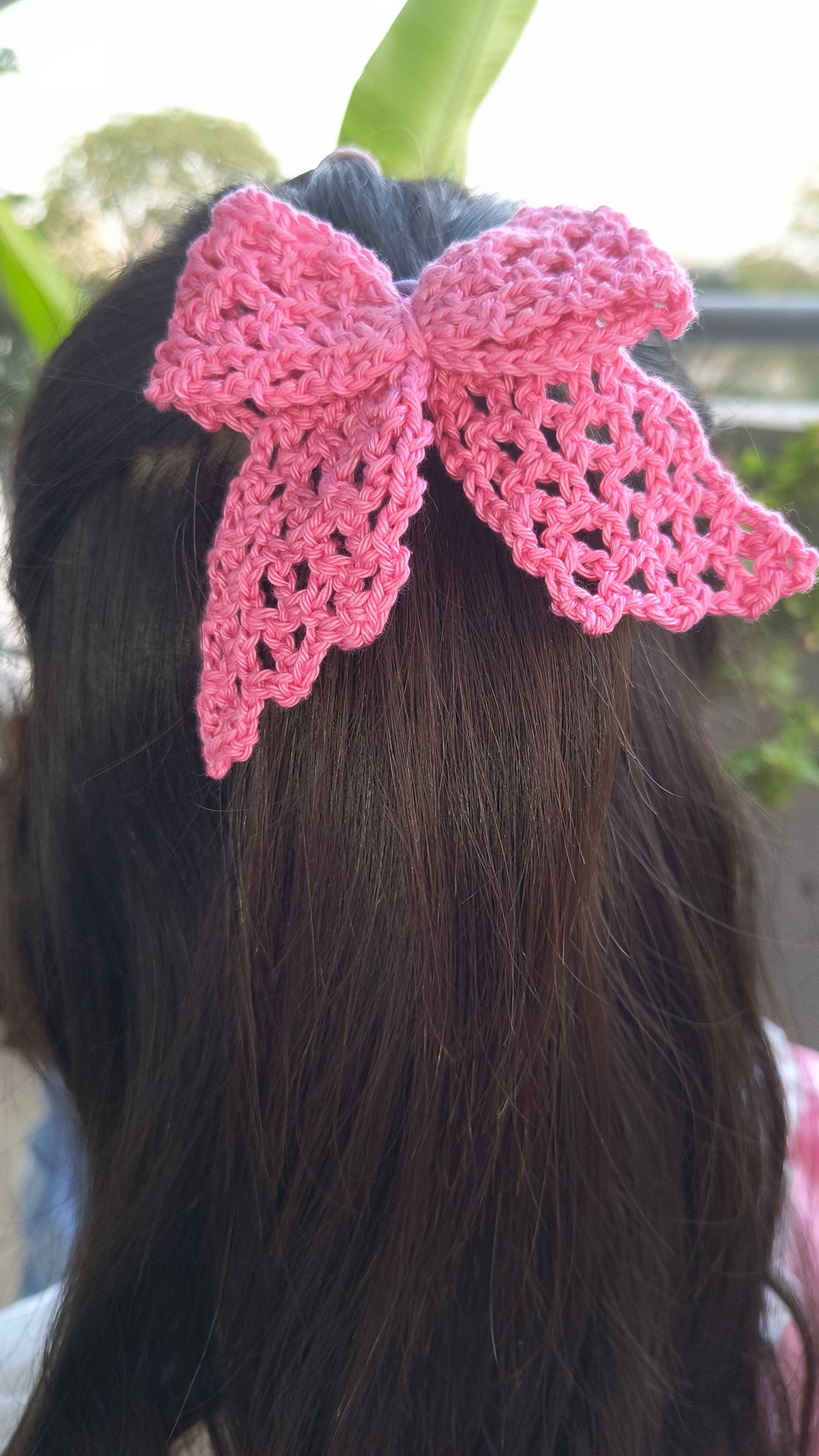 Crochet Bow Alligator Hair Clip - Pink