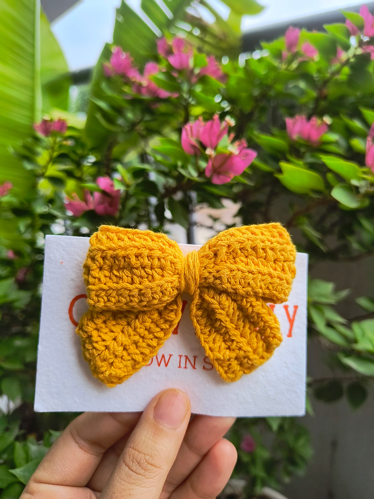 Crochet Cute Bow Alligator Hair Clip - Yellow