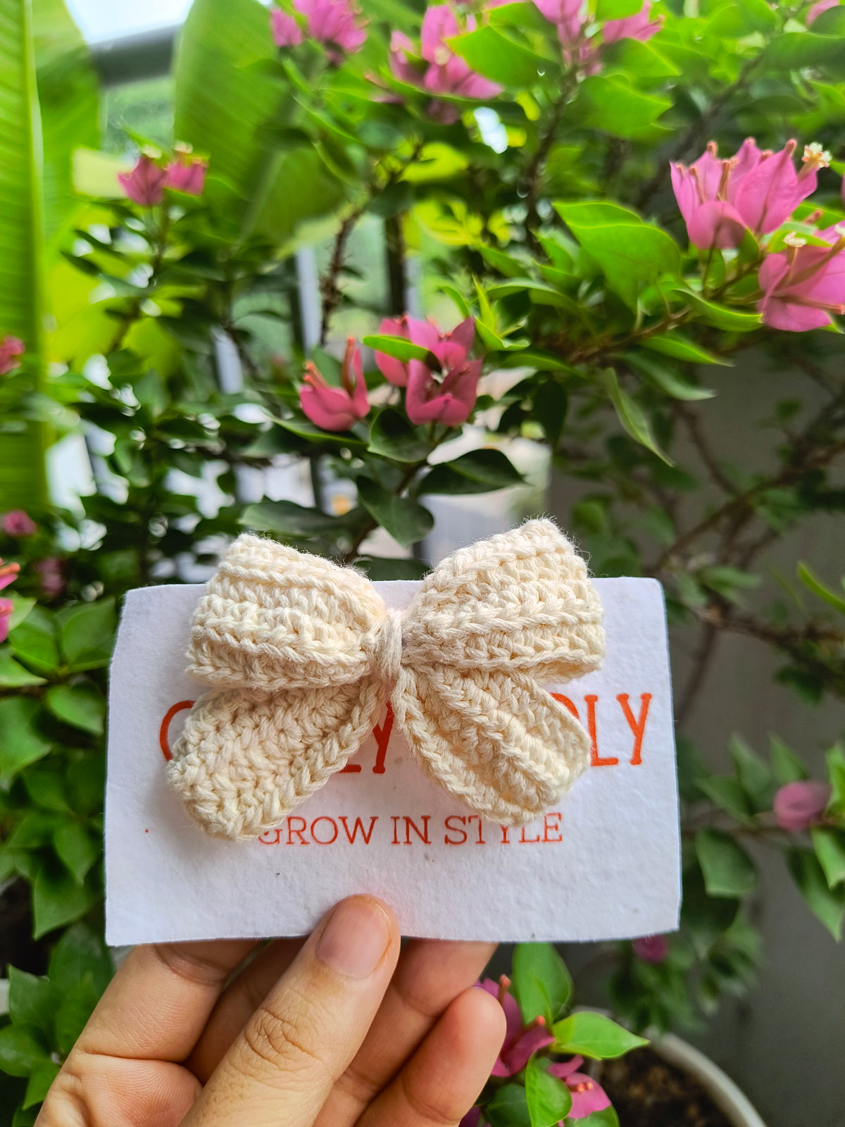 Crochet Cute Bow Alligator Hair Clip - Ivory