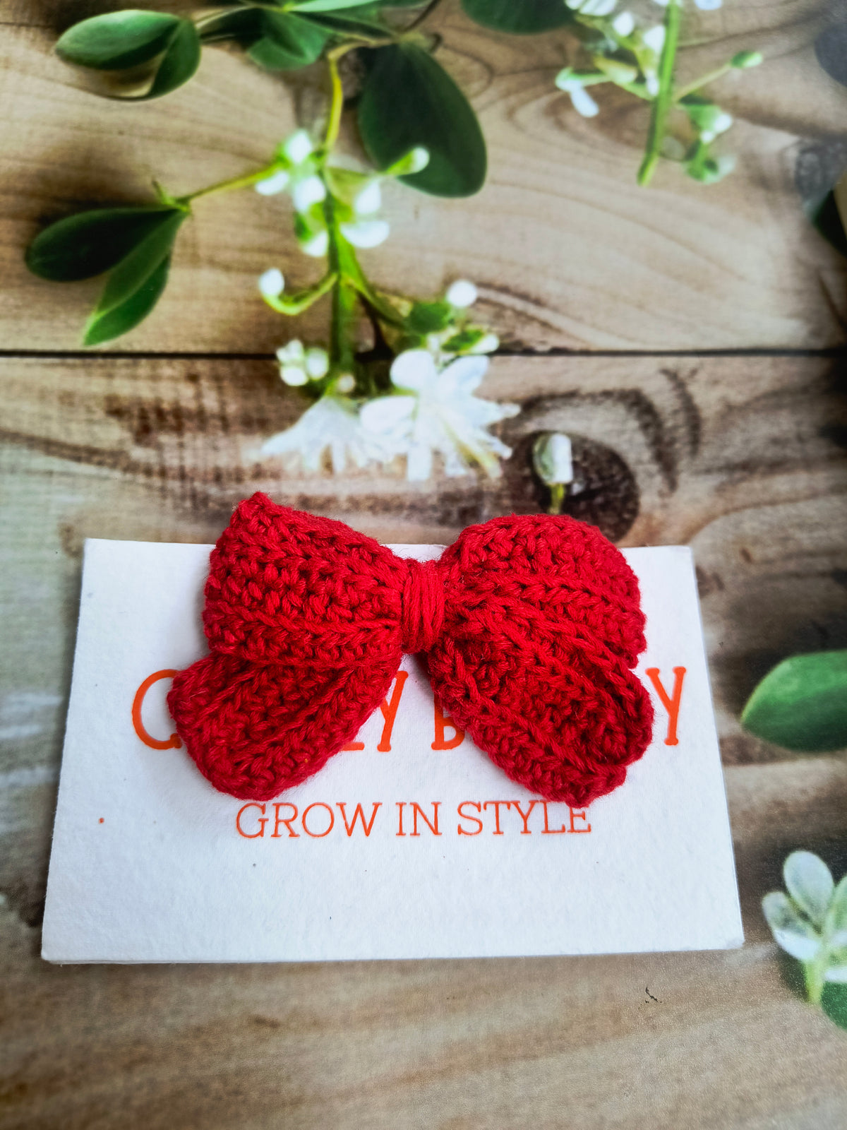 Crochet Cute Bow Alligator Hair Clip - Red