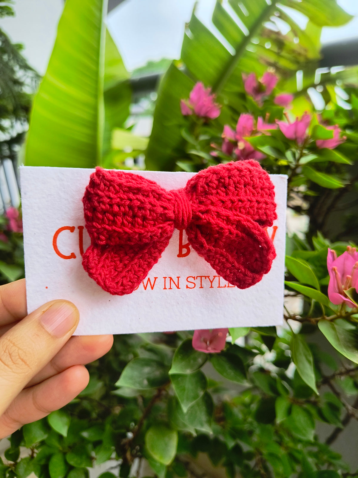 Crochet Cute Bow Alligator Hair Clip - Red
