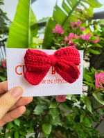 Crochet Cute Bow Alligator Hair Clip - Red