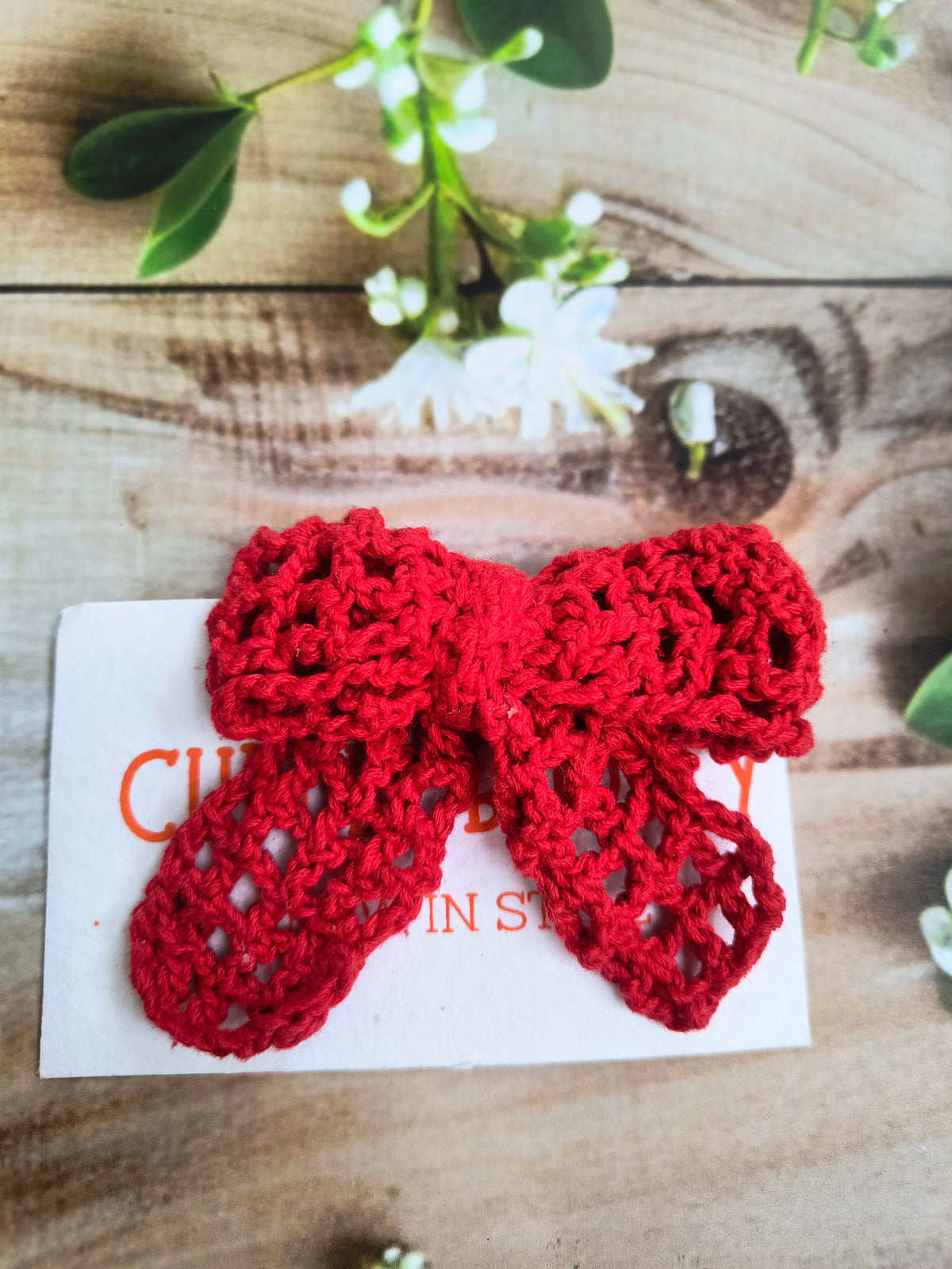 Crochet Bow Alligator Hair Clip - Red