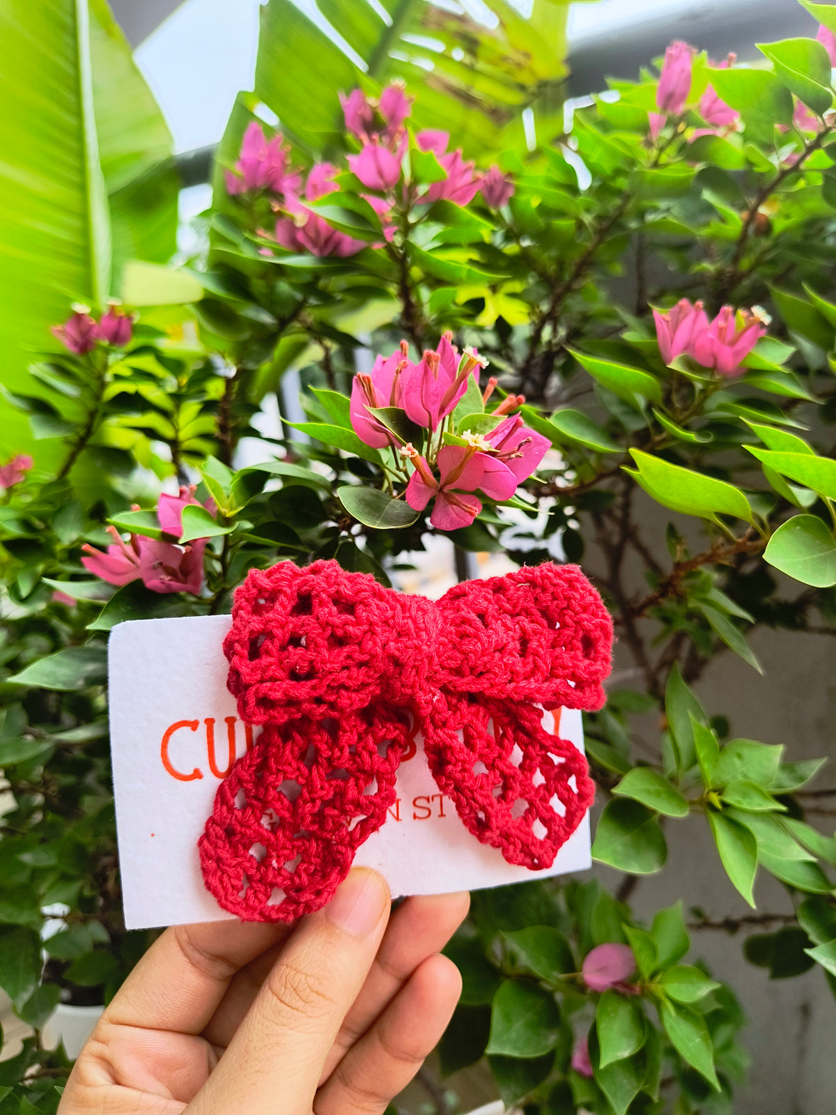 Crochet Bow Alligator Hair Clip - Red