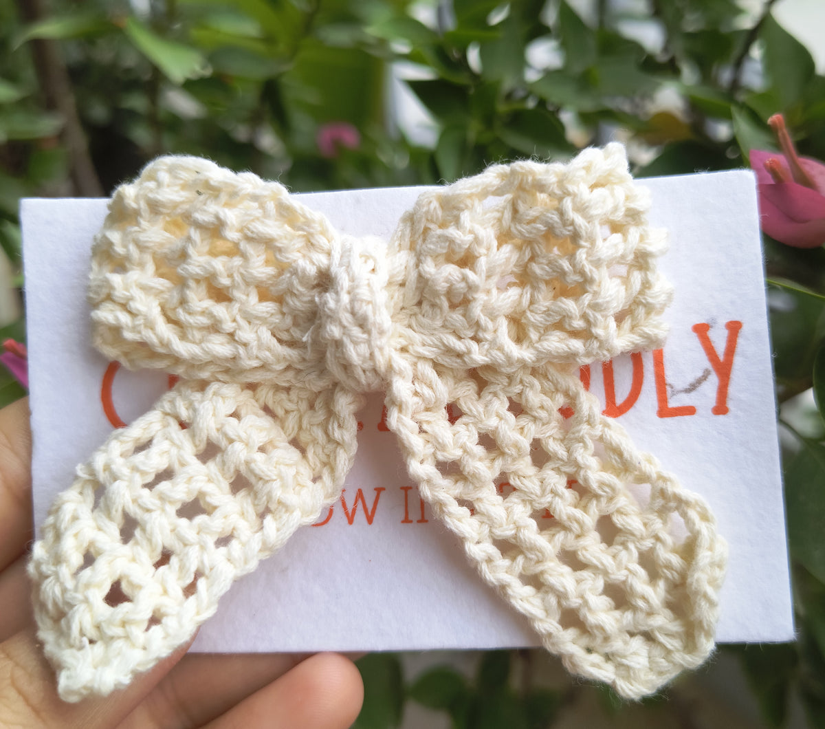 Crochet Bow Alligator Hair Clip - Ivory