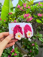 Crochet Tic Tac Hair Clip - Pink with White Daisy