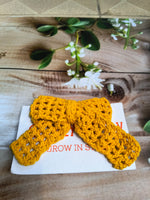 Crochet Bow Alligator Hair Clip - Yellow