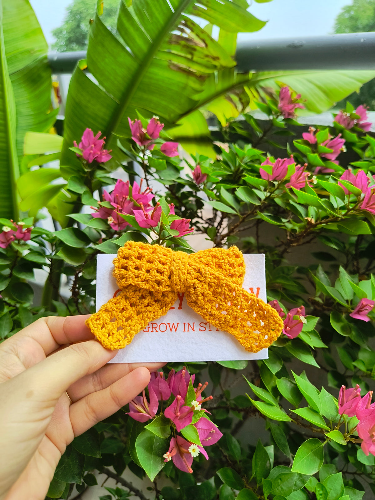 Crochet Bow Alligator Hair Clip - Yellow