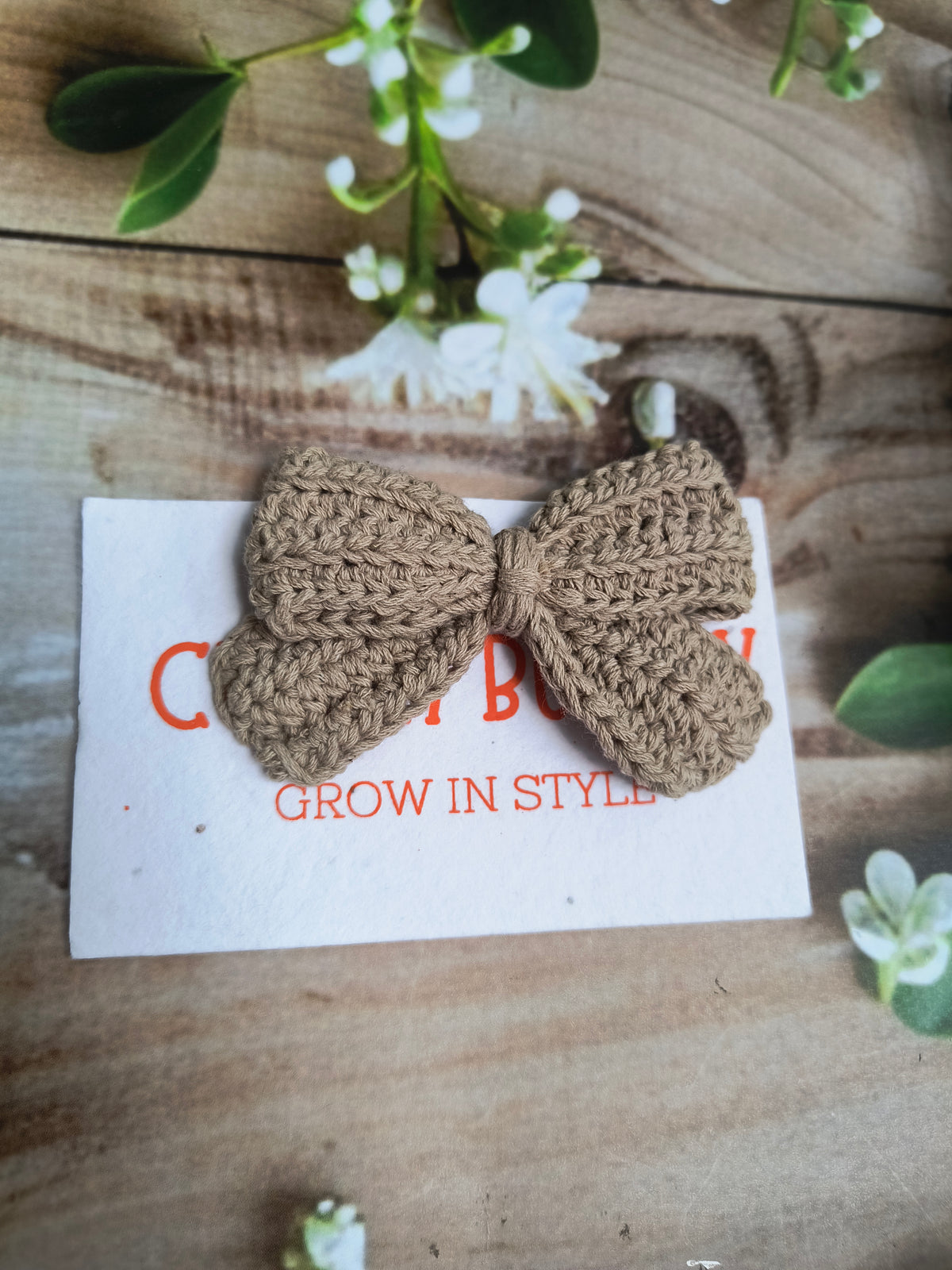 Crochet Cute Bow Alligator Hair Clip - Beige