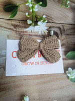 Crochet Cute Bow Alligator Hair Clip - Beige