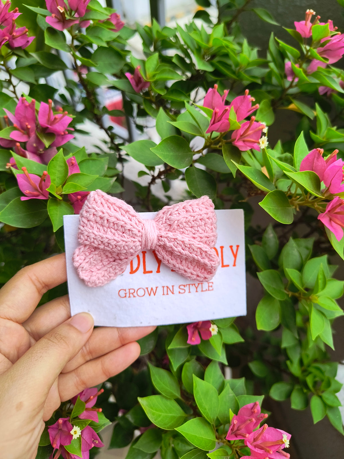 Crochet Cute Bow Alligator Hair Clip - Pink