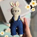 Crochet Bunny with Dungarees – Blue