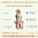 Handmade Crochet Bunny with Dungarees – Pink