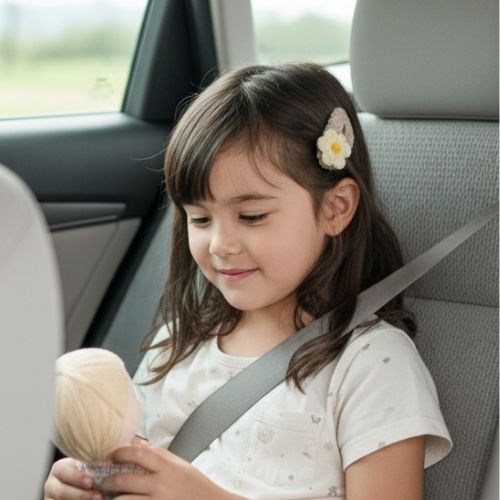 Beige Daisy & Yellow Bow Crochet Gift Box – Set of 3 Clips