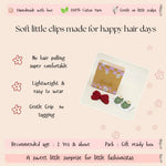 Green Daisy & Red Bow Crochet Gift Box – Set of 3 Clips