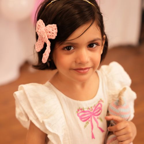 Powder Blue Butterfly & Pink Statement Bow Crochet Gift Box – Set of 3 Clips