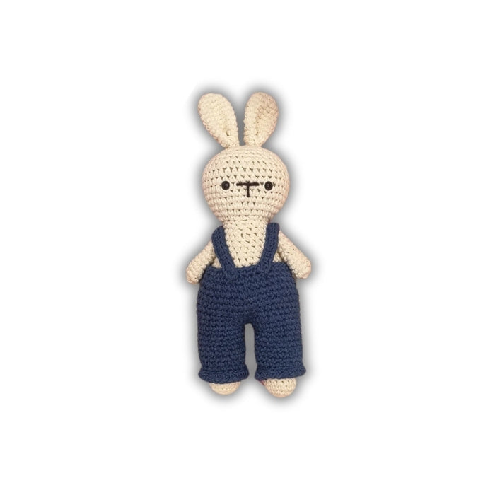 Crochet Bunny with Dungarees – Blue