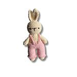 Handmade Crochet Bunny with Dungarees – Pink