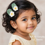 Crochet Tic Tac Hair Clip - Green with White Daisy