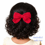 Green Daisy & Red Bow Crochet Gift Box – Set of 3 Clips