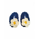 Blue Daisy & Ivory Bow Crochet Gift Box – Set of 3 Clips