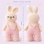 Handmade Crochet Bunny with Dungarees – Pink