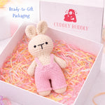 Handmade Crochet Bunny with Dungarees – Pink
