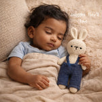 Crochet Bunny with Dungarees – Blue